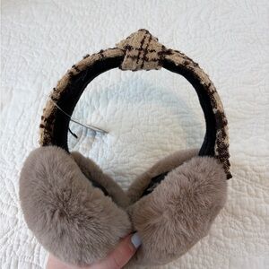 Francesca's Tan and Brown Plaid Earmuffs
